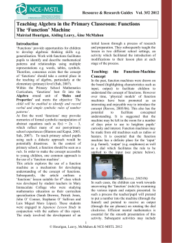 Teaching Algebra in the Primary Classroom: Functions The