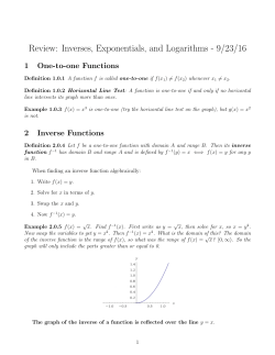 Review: Inverses, Exponentials, and Logarithms