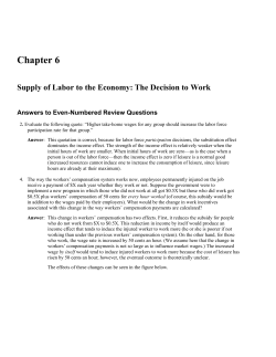 Chapter 6 Supply of Labor to the Economy: The Decision to Work
