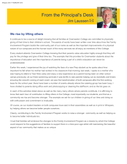 From the Principal`s Desk - Overnewton Anglican Community College
