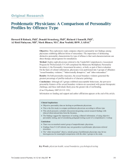 Problematic Physicians: A Comparison of Personality