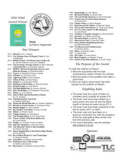 2016 Nēnē Award Winner Past Winners The Purposes of the Award