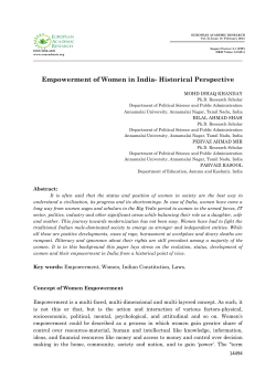 Empowerment of Women in India- Historical Perspective