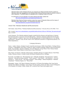 Nebraska Statehood and Reconstruction