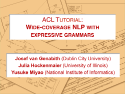 acl tutorial: wide-coverage nlp with expressive