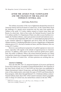 AFTER THE AFGHAN WAR: NATIONALISM AND THE CHANGES IN