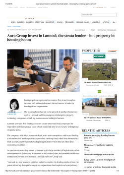 Aura Group invest in Lannock the strata lender &ndash; hot property in