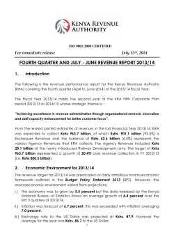 FOURTH QUARTER AND JULY - JUNE REVENUE REPORT 2013/14