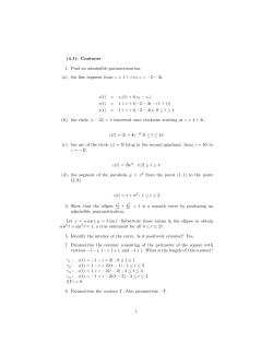 (4.1): Contours 1. Find an admissible parametrization. (a). the line