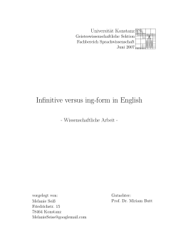 Infinitive versus ing-form in English