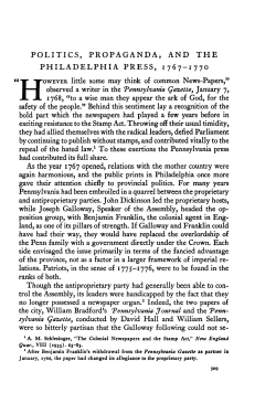 POLITICS, PROPAGANDA, AND THE PHILADELPHIA PRESS
