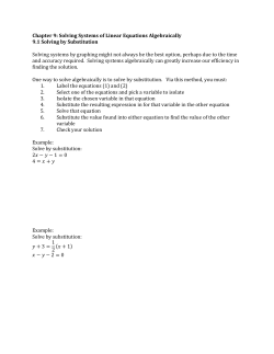 Chapter 9: Solving Systems of Linear Equations Algebraically 9.1