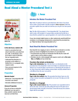 Read Aloud a Mentor Procedural Text 2