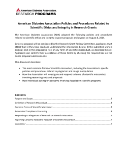 American Diabetes Association Policies and Procedures Related to
