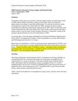 2050 Projected Alternative Energy Supply