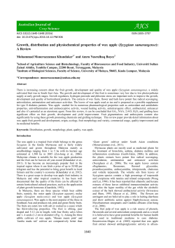 Growth, distribution and physiochemical properties of wax apple