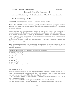 Lecture 4: One Way Functions