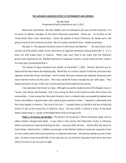 1 THE JAPANESE AMERICAN STORY OF INTERNMENT AND
