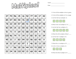 1) Circle all the multiples of ten in green. 2) Circle