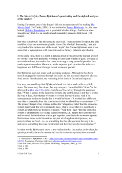 I. The Market Myth &ndash;Tomas Bj&ouml;rkman`s penetrating - Karl
