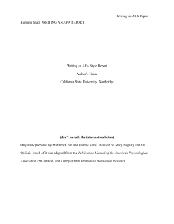 Running head: WRITING AN APA REPORT