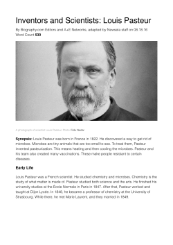 Inventors and Scientists: Louis Pasteur