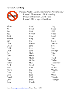 Anglo Saxon Word List for Visionary Goal Setting