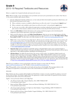 Grade 9 2015-16 Required Textbooks and Resources
