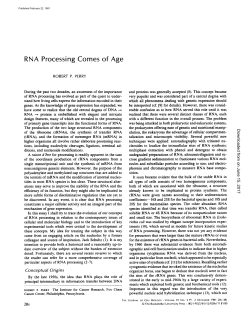 RNA Processing Comes of Age - The Journal of Cell Biology