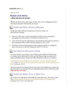 1 Nadab and Abihu`s Season of Blessing 2 One Small Act Ruined