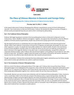 The Place of Chinese Marxism in Domestic and Foreign Policy