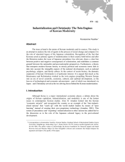 Industrialization and Christianity - Korea University Graduate School