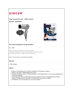 Singer Compact Hair Dryer - 1200W, 2 Speeds Model No