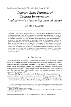 Common Sense Principles of Contract Interpretation