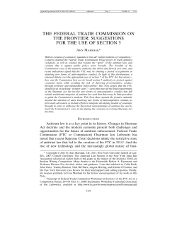 the federal trade commission on the frontier: suggestions for the use