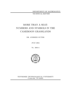 MORE THAN A SEAT: NUMBERS AND SYMBOLS IN THE