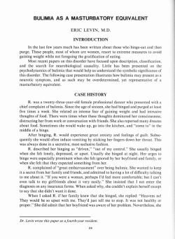 Bulimia as a Masturbatory Equivalent