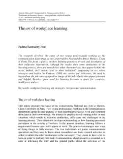 The art of wor place learning