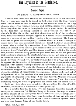 The Loyalists in the Revolution : second paper