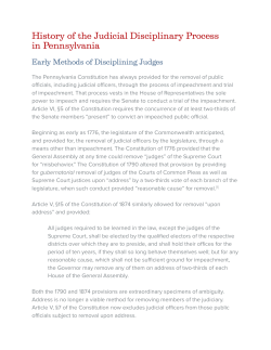 History of the Judicial Disciplinary Process in Pennsylvania