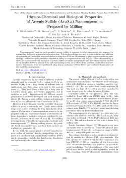 Physico-Chemical and Biological Properties of Arsenic Sulfide