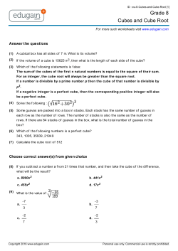 Grade 8 Cubes and Cube Root