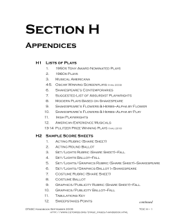 H1 Lists of Plays - California Educational Theatre Association