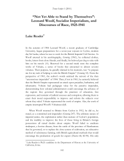 Leonard Woolf, Socialist Imperialism, and Discourses