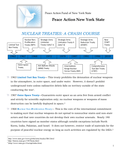 Peace Action New York State NUCLEAR TREATIES: A CRASH