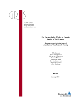 The Nursing Labor Market in Canada: Review of the literature