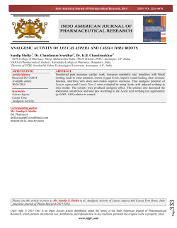 analgesic activity of leucas aspera and cassia tora