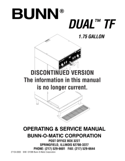 Operating, Service, DUAL TF 1.75 Gallon Brewer