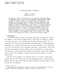 THE APPLIED SUFFIX IN SWAHILI* Robert F. Port Indiana