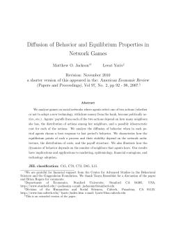Diffusion of Behavior and Equilibrium Properties in Network Games